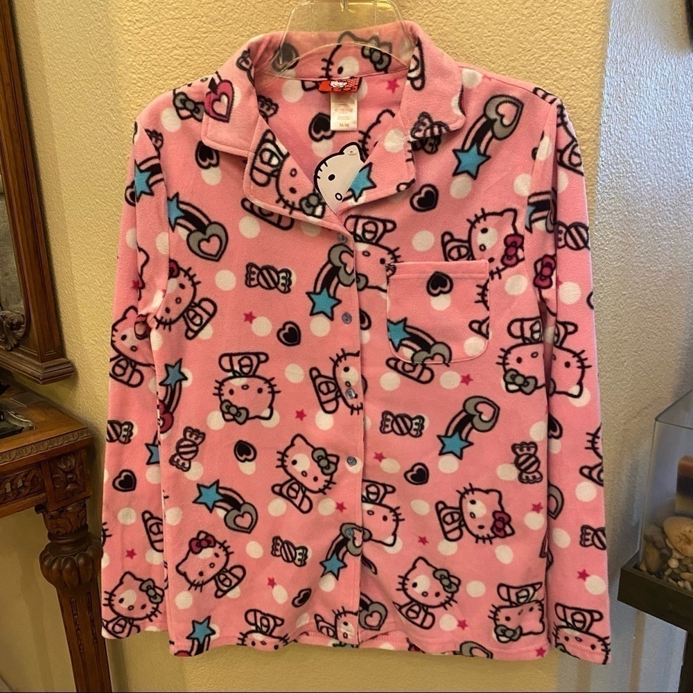 NWT-HELLO KITTY Girls Pink Pajama Top Size Medium